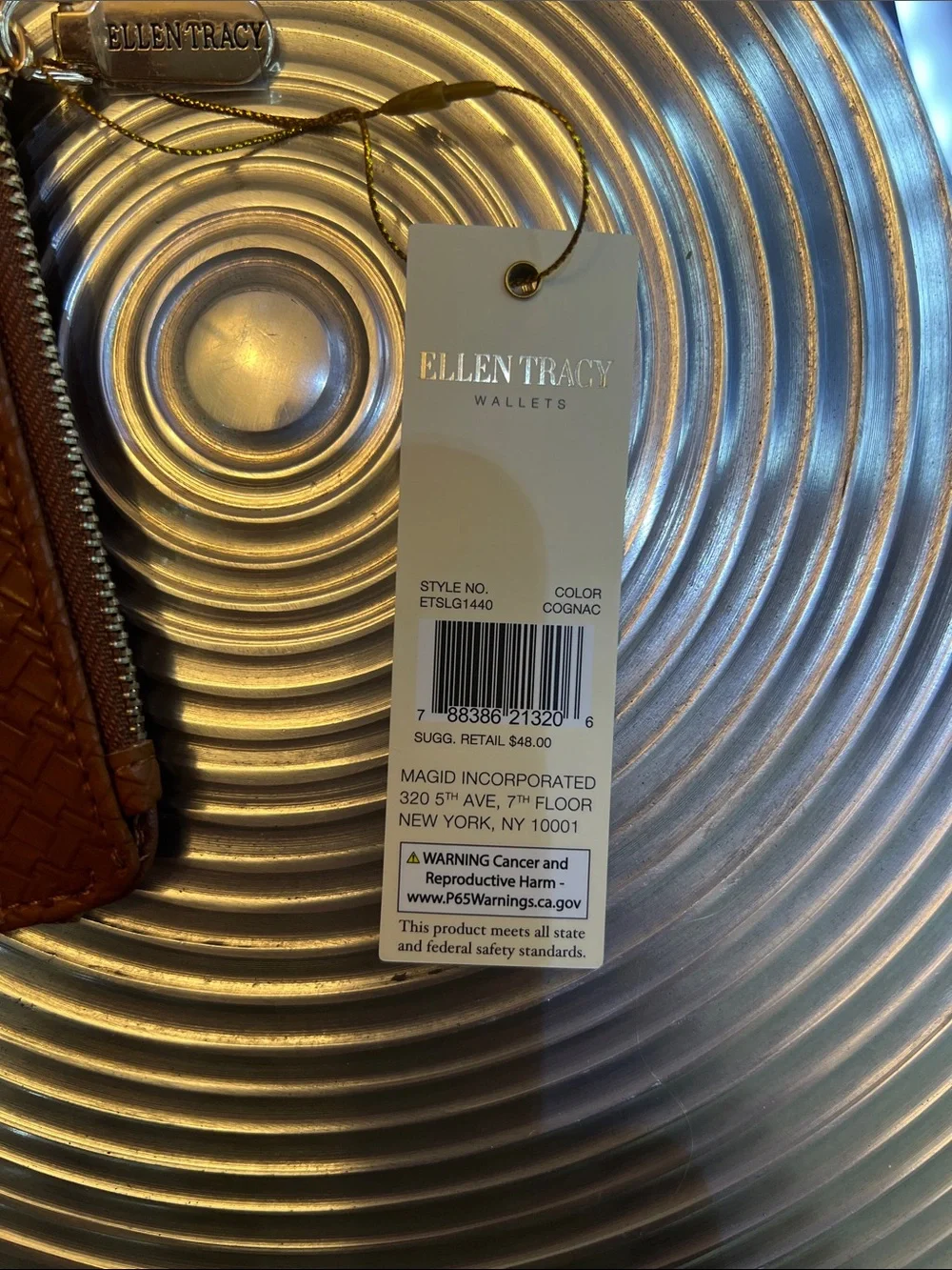 ELLEN TRACY COGNAC ID CARD CASE WALLET